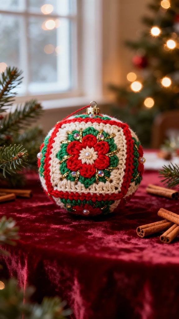festive granny square ornaments