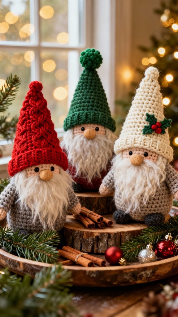 festive mini gnome trio