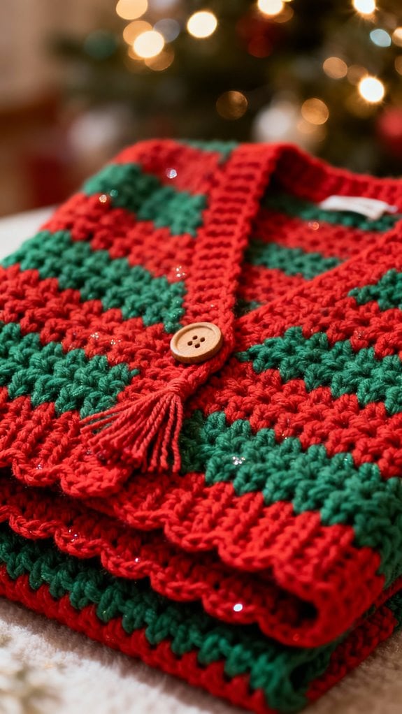 Women's Christmas Inspired Plaid Pattern Patchwork Art Hooded Cardigan