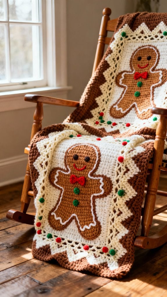 بطانية كروشيه بنقشة خبز الزنجبيل