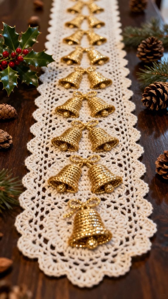 golden metallic bell motifs