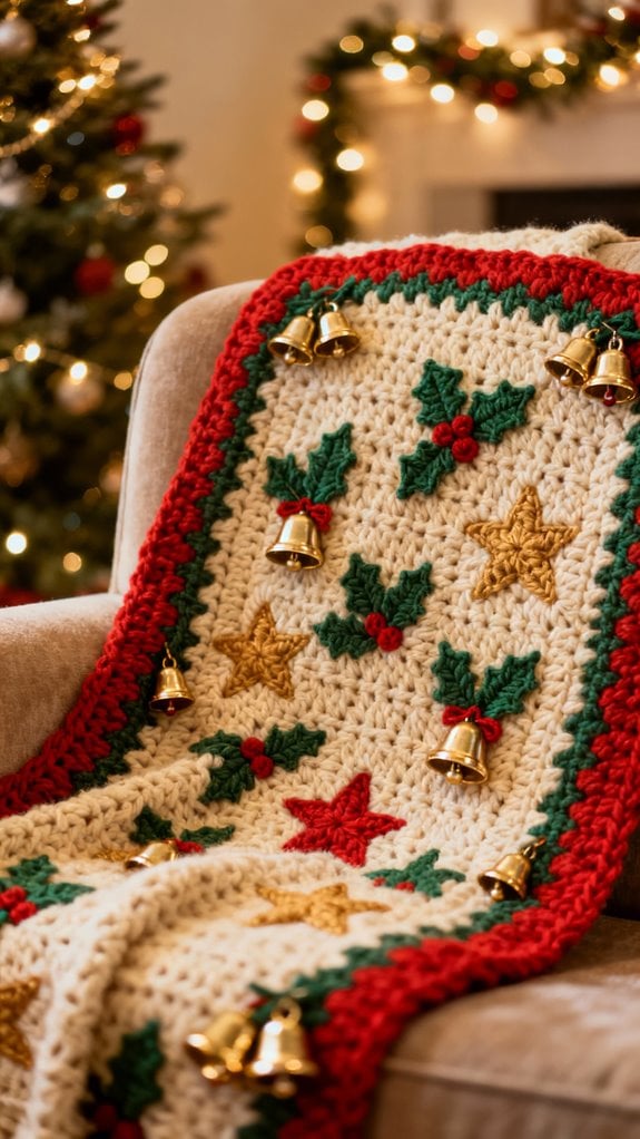 jingle bell decorative throw