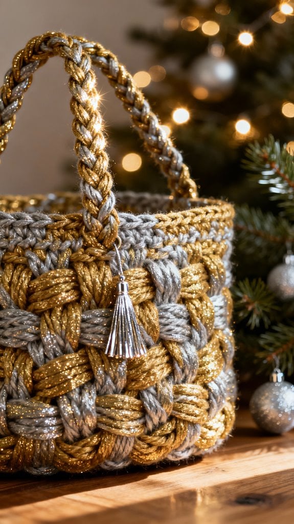 metallic holiday tote design