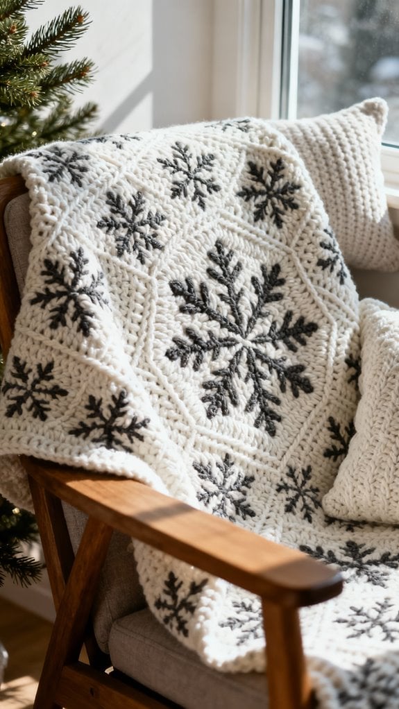 بطانية كروشيه على شكل ندفة ثلجية نوردية