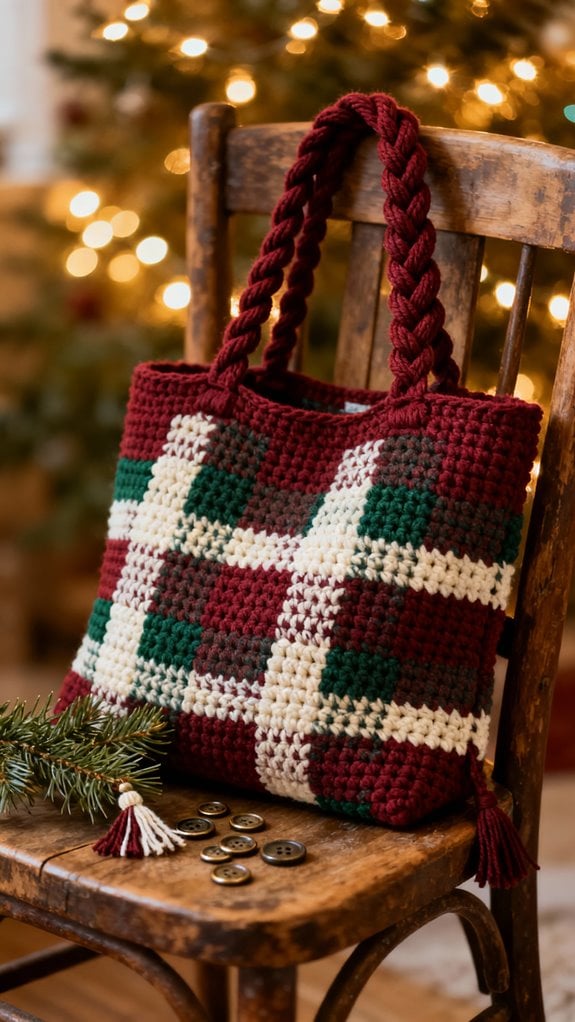 plaid christmas tote tutorial