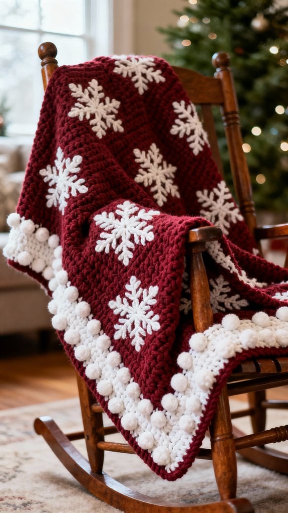 red and white snowflake afghan