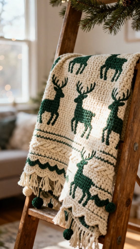 نمط بطانية كروشيه على شكل غزال الرنة