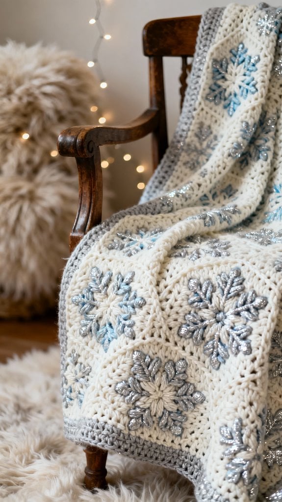 عينة كروشيه بنمط ندفة الثلج