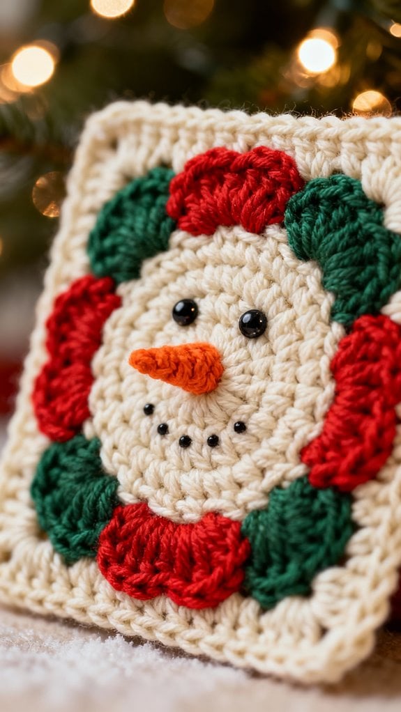 snowman granny square pattern