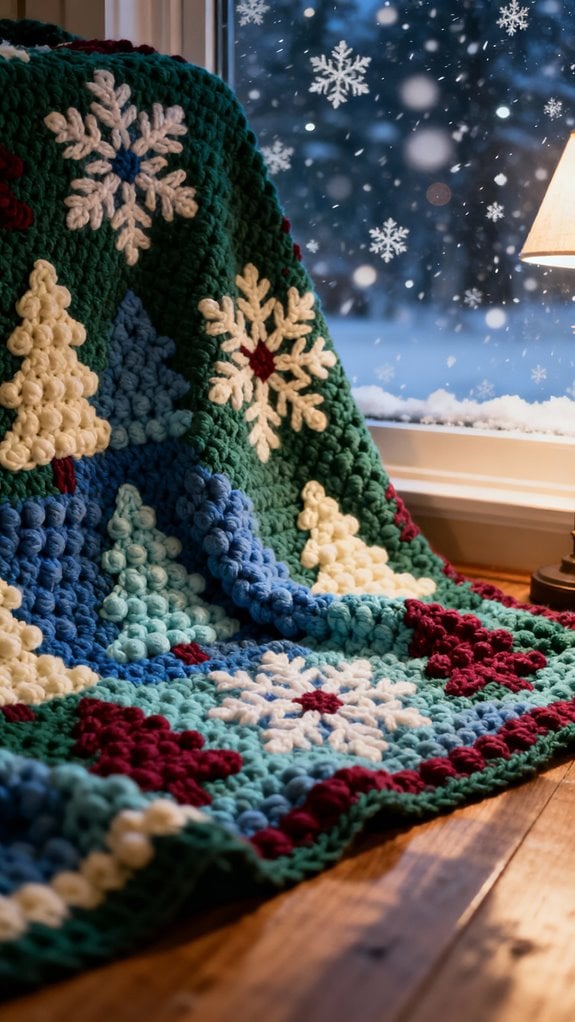 snowy night c2c blanket