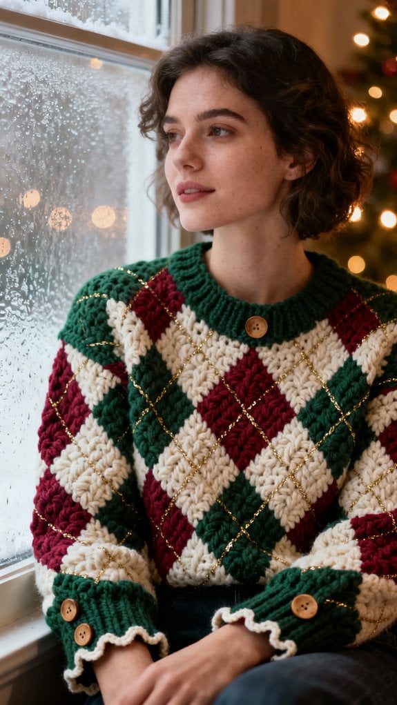 vintage holiday argyle sweater